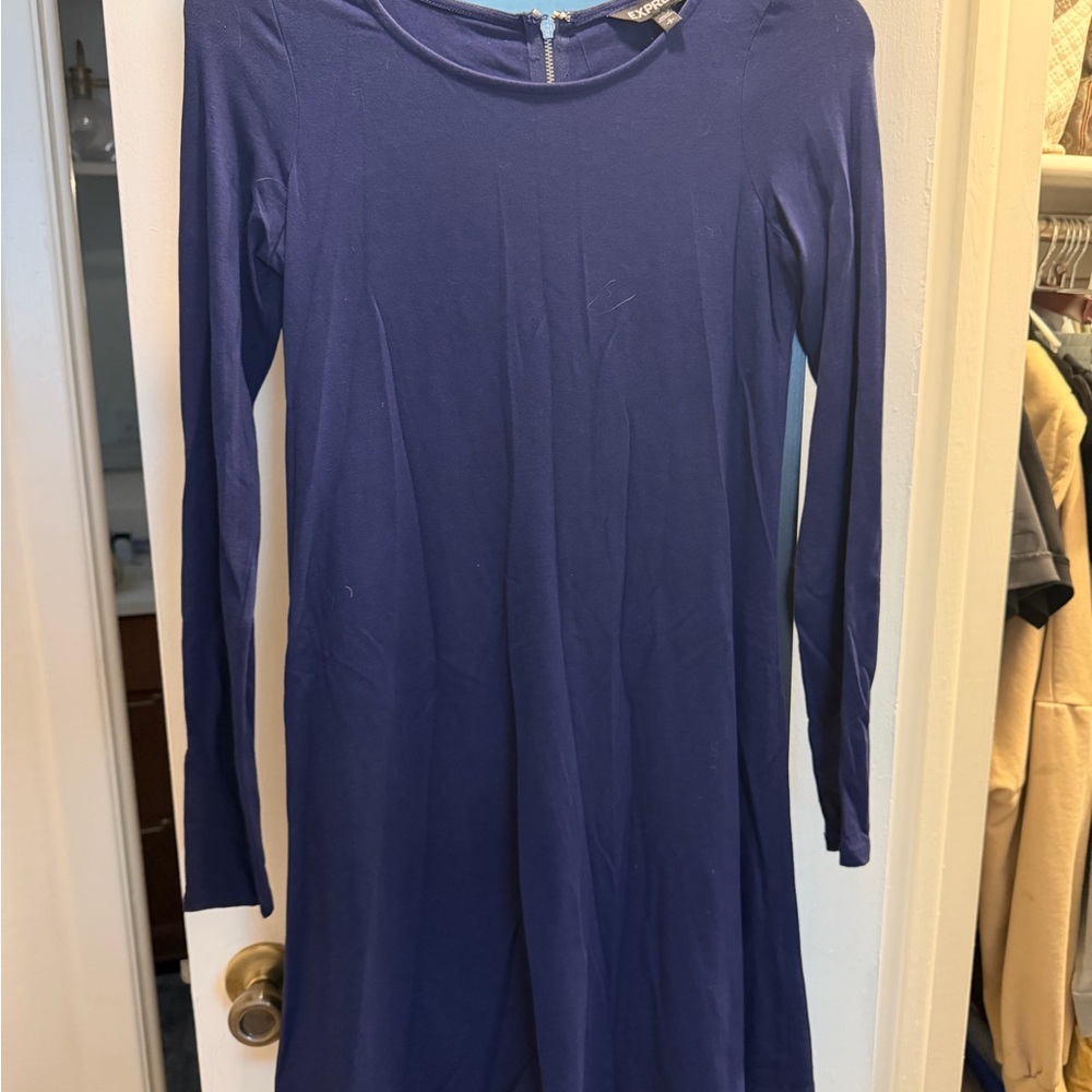 Express Long Sleeve Navy A-Line Dress